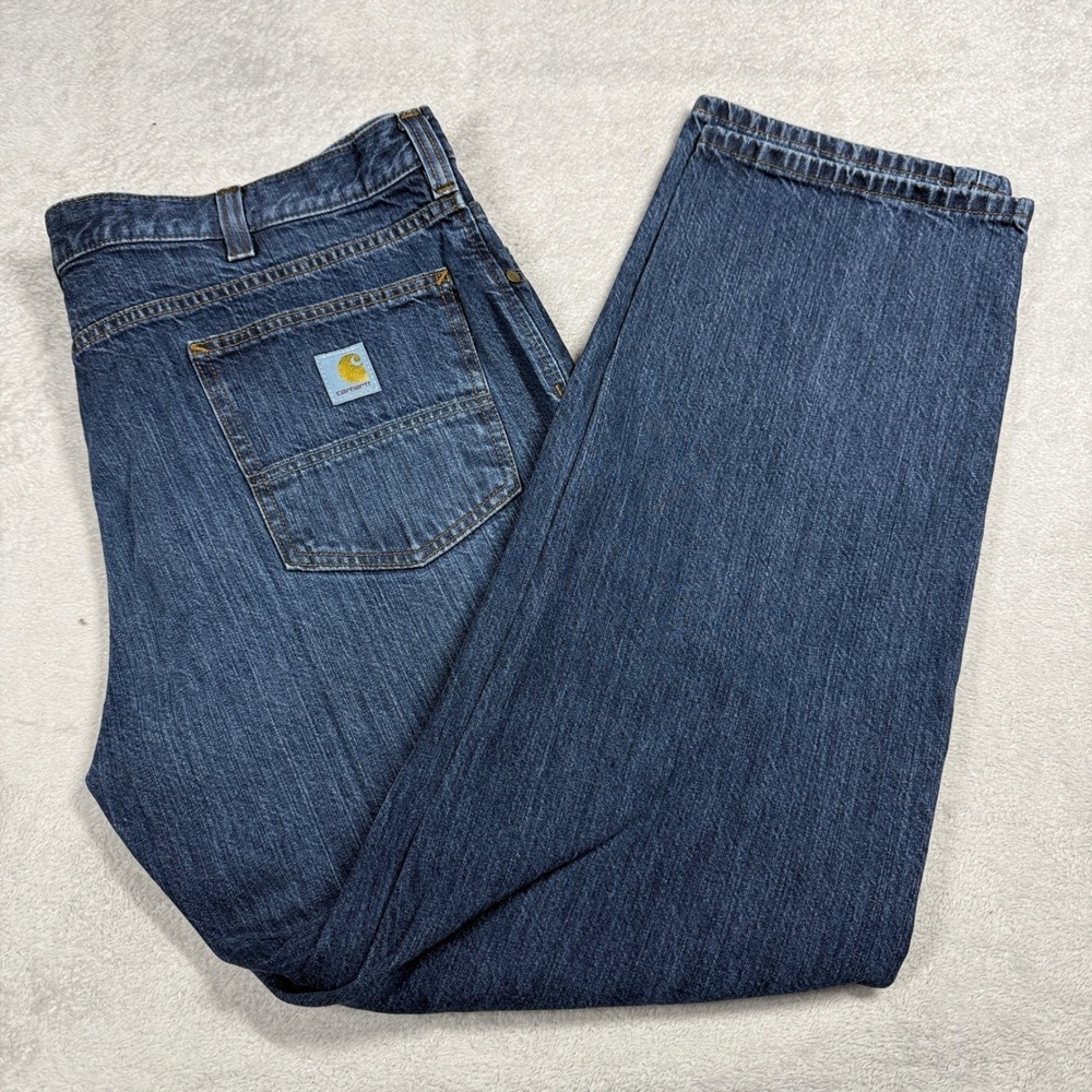 Carhartt Relaxed Fit Jeans Mens 40x32 Blue Denim Straight Leg BD5119-M